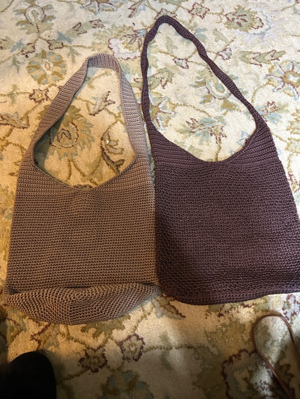 The Sak Woven Crochet Shoulder Bags in Taupe and Chocolate
